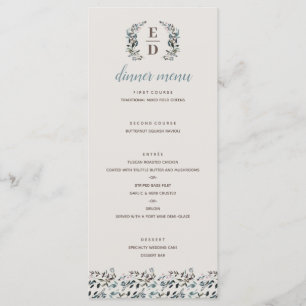 Menu Casamento do monograma da casca de ovo da crista