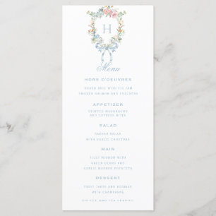 Menu Casamento do Monograma de Fora Floral Elegante
