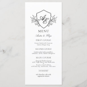 Menu Casamento do Monograma do Paixão Branco e Preto El