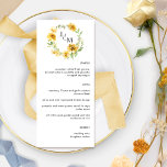 Menu Casamento do Monograma Floral Amarelo Elegante<br><div class="desc">Menu de casamento monograma elegante com uma bela camada floral de aquarela com iniciais de casal. Estilo contemporâneo, simples e elegante. Capacidade de personalizar com o seu próprio menu. Se necessário, você pode clicar sempre no botão azul e personalizar ainda mais esse design, tamanho do texto do fazer, estilo e...</div>