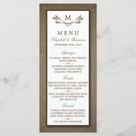 Menu Casamento do Monograma Russo do País & Burlap