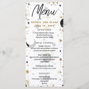 Menu Casamento do Sol Lua Estrelas Celestiais Preto e D