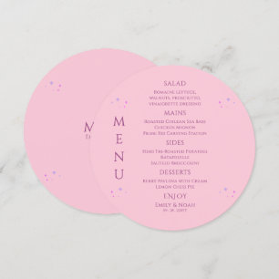 Menu Casamento do Sol Lua Estrelas Rosa Roxo Celestial