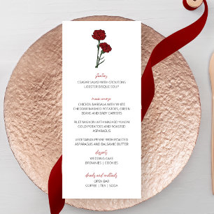 Menu Casamento dos Cravos Vermelhos Minimalistas