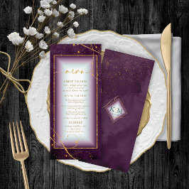Menu Casamento Dourado Abstrato de Linhas Finas 2 
