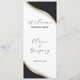 Menu Casamento Dourado branco negro legante
