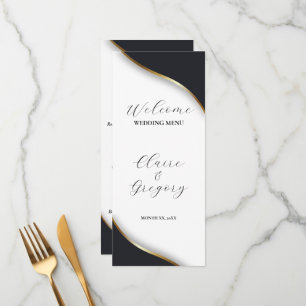 Menu Casamento Dourado branco negro legante