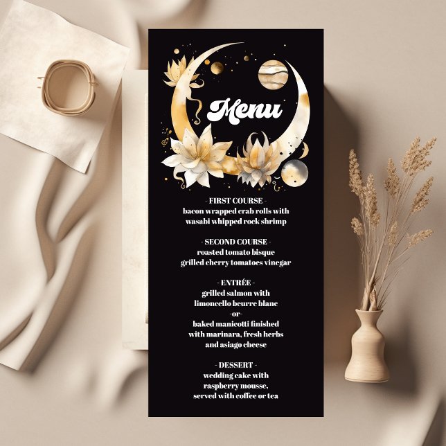 Menu Casamento Dourado Celestial Místico Negro (Criador carregado)