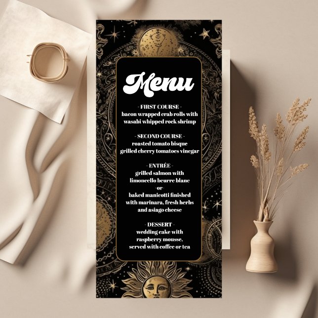 Menu Casamento Dourado Celestial Negro (Criador carregado)