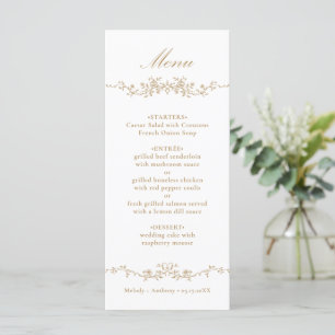Menu Casamento Dourado Clássico de Fronteira Floral