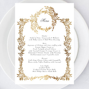 Menu Casamento Dourado Clássico Monograma de Crest Botâ