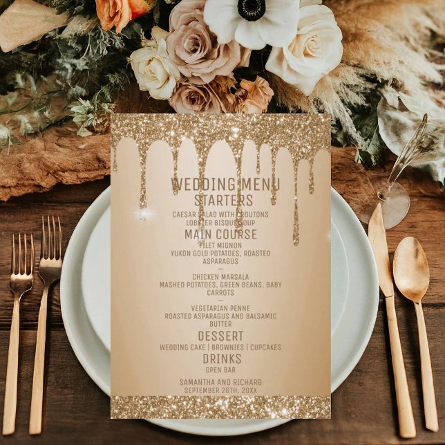 Menu Casamento Dourado com Champagne Beige (Criador carregado)