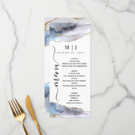 Menu Casamento Dourado com Glitter e Agata Azul Marinho
