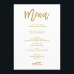 Menu Casamento Dourado com Letra Chic Mão<br><div class="desc">Menu de Casamento Dourado</div>