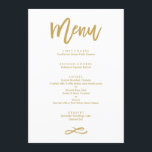 Menu Casamento Dourado com Letra Chic Mão<br><div class="desc">Menu de Casamento Dourado</div>