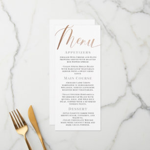 Menu Casamento Dourado com Rosa Branca Minimalista Eleg