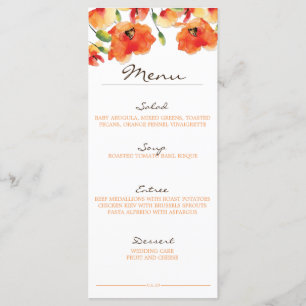 Menu Casamento dourado da papoila do verão