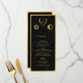 Menu Casamento Dourado das Estrelas Celestiais Crescent