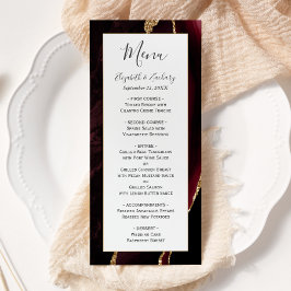 Menu Casamento Dourado de Agatos Moderno Burgundy