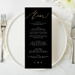 Menu Casamento Dourado de Caligrafia Branca<br><div class="desc">parte de uma coleção *folha não real</div>