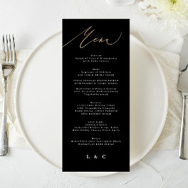Menu Casamento Dourado de Caligrafia Branca