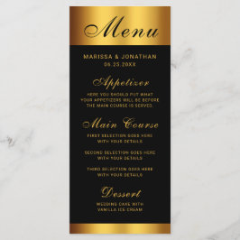 Menu Casamento Dourado de Caligrafia de Luxo