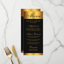 Menu Casamento Dourado de Caligrafia de Luxo
