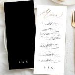 Menu Casamento Dourado de Caligrafia Tradicional Elegan<br><div class="desc">parte de uma coleção *folha não real</div>