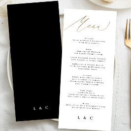 Menu Casamento Dourado de Caligrafia Tradicional Elegan