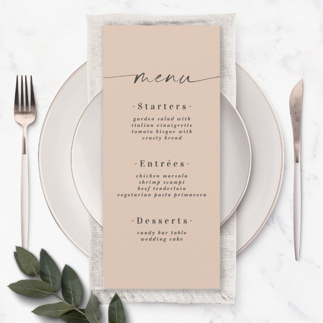 Menu Casamento Dourado de Champanhe Sólido Elegante (Criador carregado)