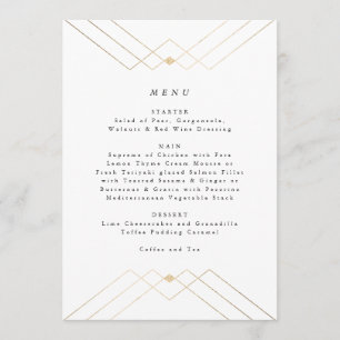 Menu Casamento Dourado de Deco Gatsby Branco Diamond