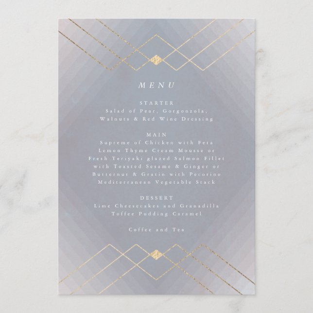Menu Casamento Dourado de Elegance Diamond Geo Deco (Frente)