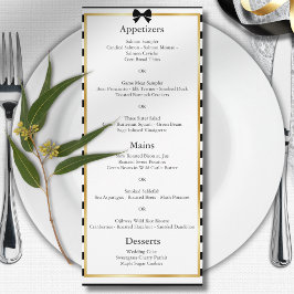 Menu Casamento Dourado de Frame  de Stripe Negra Elegan