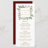 Menu Simples Clássico de Casamento de Natal