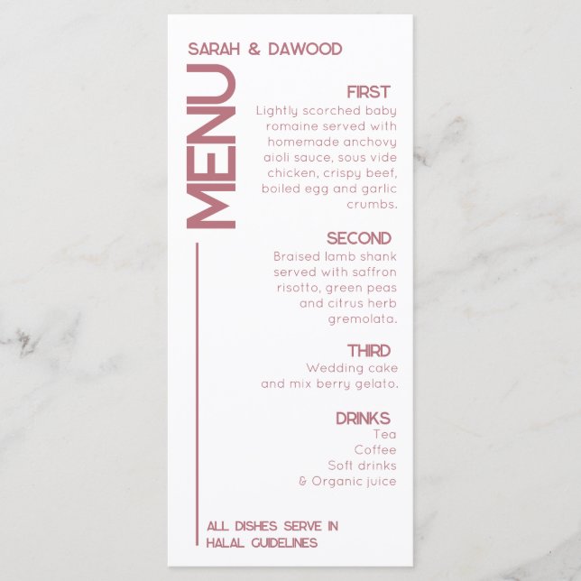 Menu Casamento Dourado de Rosa Mágica Branca Elegante M (Frente)