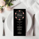 Menu Casamento Dourado do Poker Casino Elegante<br><div class="desc">Nosso design apresenta um design de chip de pôquer exclusivo, adornado com ouro falso para um toque de luxo, um traje de cartas, um padrão de Deco de Arte dourada em preto como fundo. Use a ferramenta Personalizar para adicionar suas informações. Para mais, visite, por favor, minha Coleção de Casinos...</div>