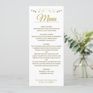 Menu Casamento Dourado e branco de filigres de legado s