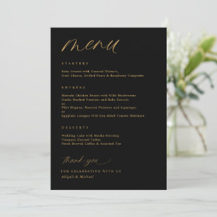 Menu Casamento Dourado e Preto Romântico