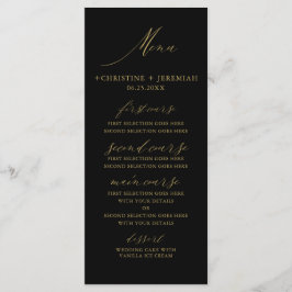Menu Casamento Dourado Elegante Negra Moderno