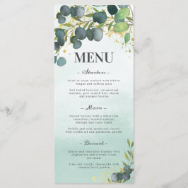 Menu Casamento Dourado Eucalyptus Greenery