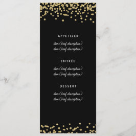 Menu Casamento Dourado Faux Glitter Confetti Black