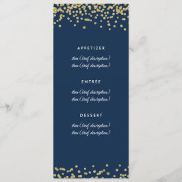 Menu Casamento Dourado Faux Glitter Confetti Marin