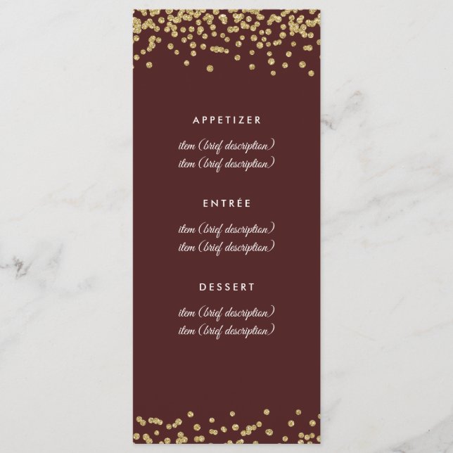 Menu Casamento Dourado Faux Glitter Confetti Marsa (Frente)