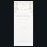 Menu Casamento Dourado Romântico Chinoiserie<br><div class="desc">Elegante Wedding Menu,  cartão plano com título e texto editáveis.</div>