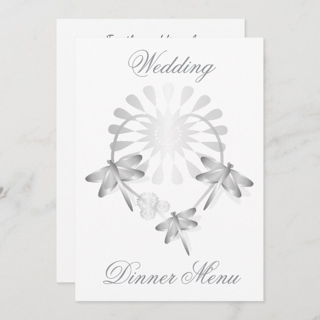 Menu Casamento Dragonflies Coração (Frente/Verso)