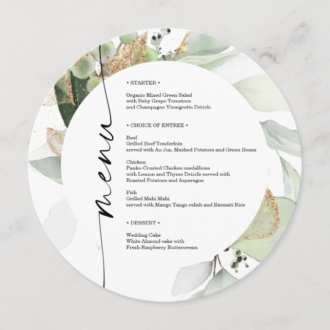 Menu Casamento Duplo Lado-Duplo Verde-Cor-de-Água (Frente)