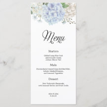 Menu Casamento Dusty Blue Hydrangea