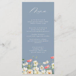 Menu Casamento Dusty Blue Primavera Peony Watercol