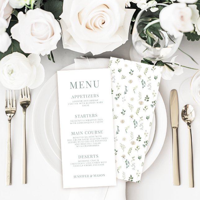 Menu Casamento Dusty Green Eucalyptus Greenery (Criador carregado)
