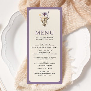 Menu Casamento Dusty Purple Boho Wildflower